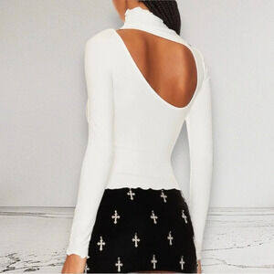 NWT LOBA Salome Ribbed Top White Size S